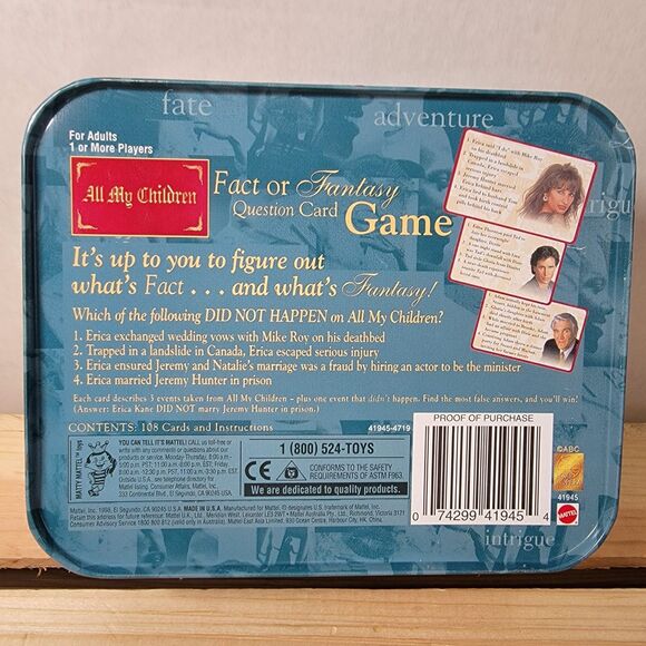 All My Children Fact Or Fantasy Question Card Game in Tin - Picture 5 of 5
